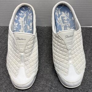 Skechers Arch Fit Commute Time In Knit to Win White Mules Womens 9 100322 WHT